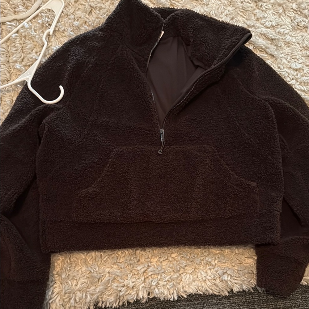 Dark Brown Fleece Half-Zip Pullover